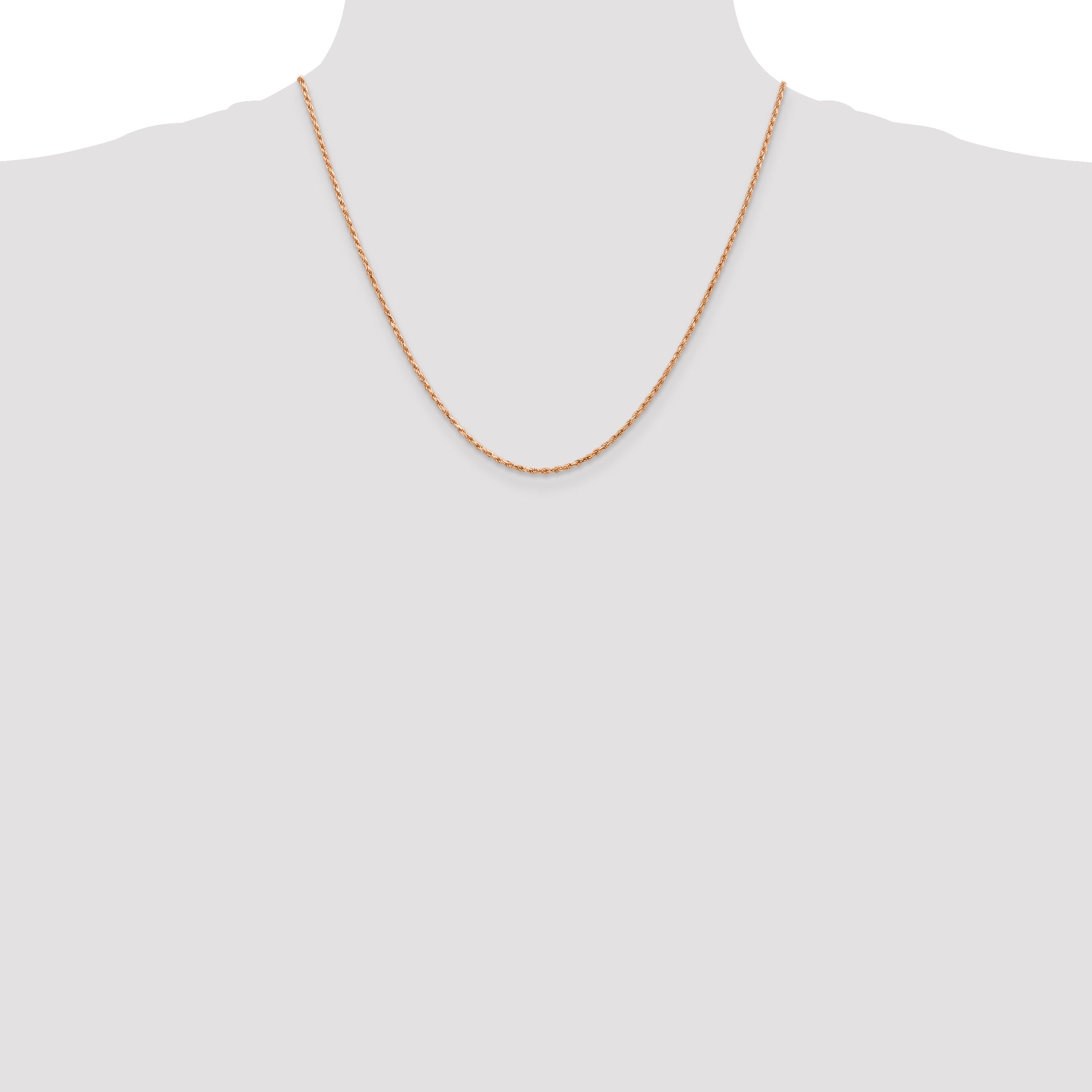 14k Rose Gold 1.8mm D/C Machine-made Rope Chain