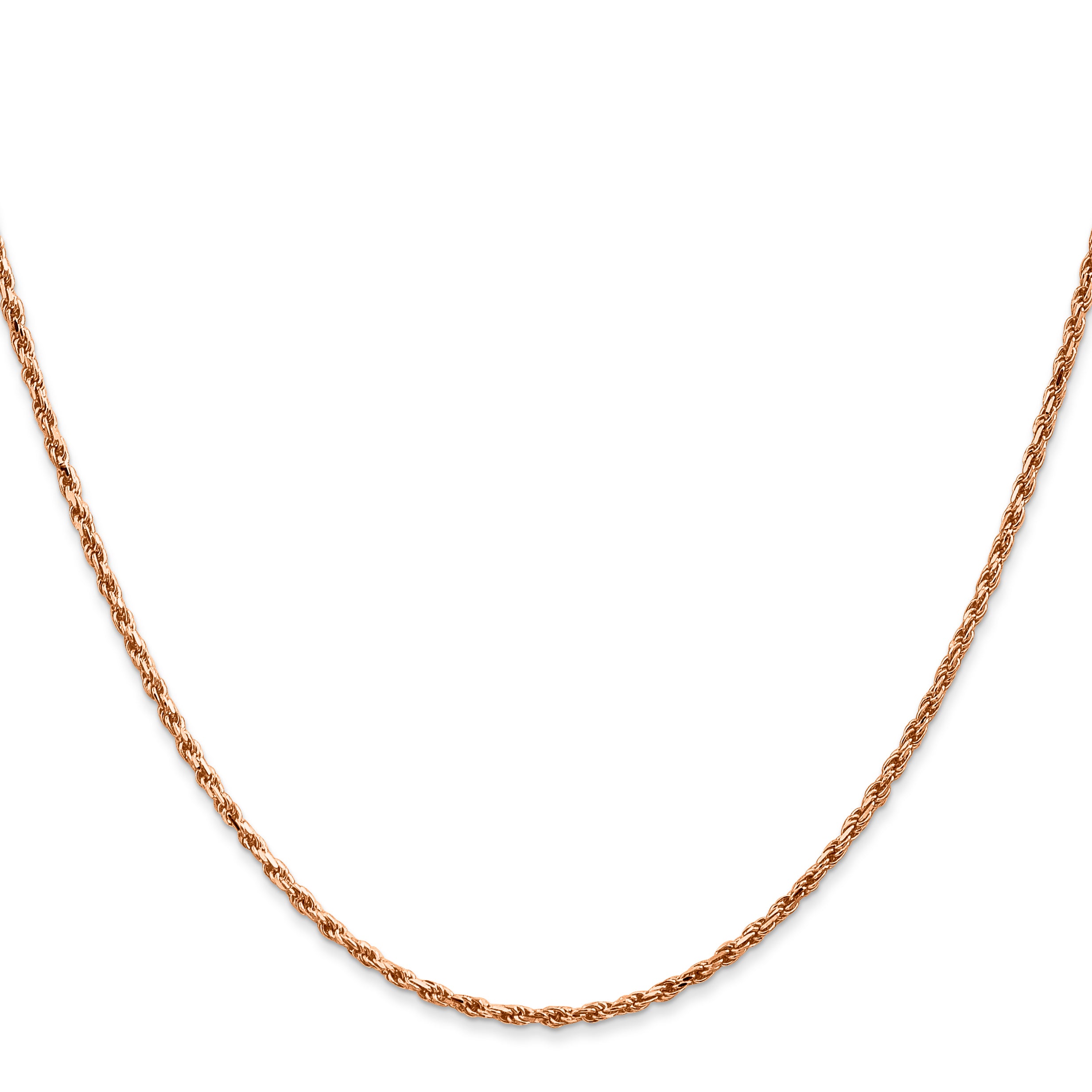14k Rose Gold 1.8mm D/C Machine-made Rope Chain