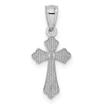 14k White Gold Budded Cross Charm