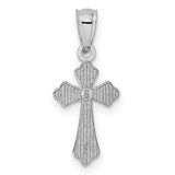 14k White Gold Budded Cross Charm