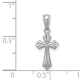 14k White Gold Budded Cross Charm