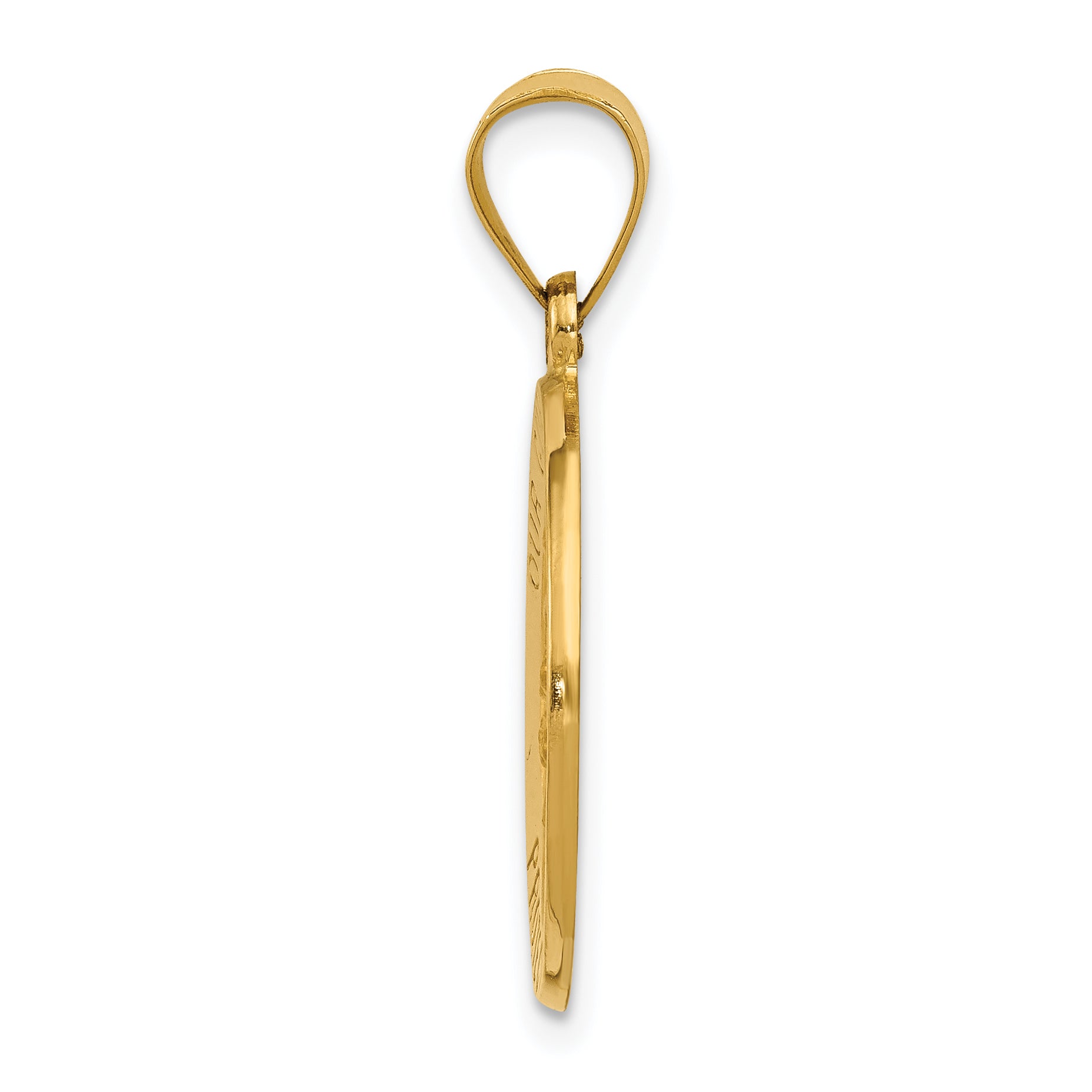 14k Guardian Angel Medal Hollow Pendant