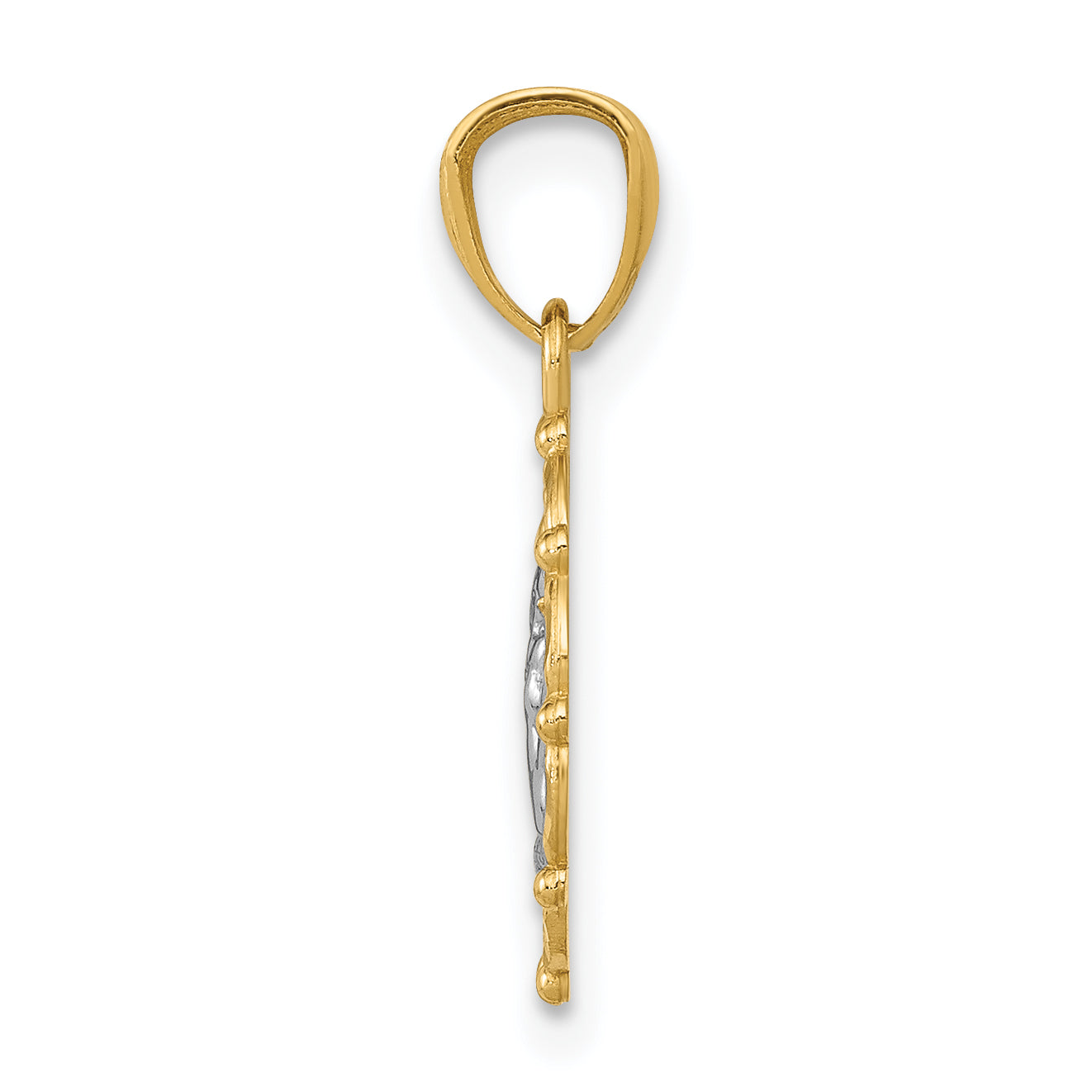 14k w/Rhodium Framed Cherub Pendant