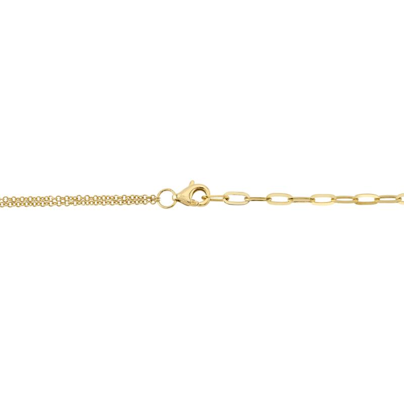 0.13CT DIAMOND & 0.41CT MOTHER OF PEARL 14K Y/G HEART PAPER CLIP LINK NECKLACE