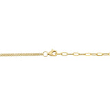 0.13CT DIAMOND & 0.41CT MOTHER OF PEARL 14K Y/G HEART PAPER CLIP LINK NECKLACE