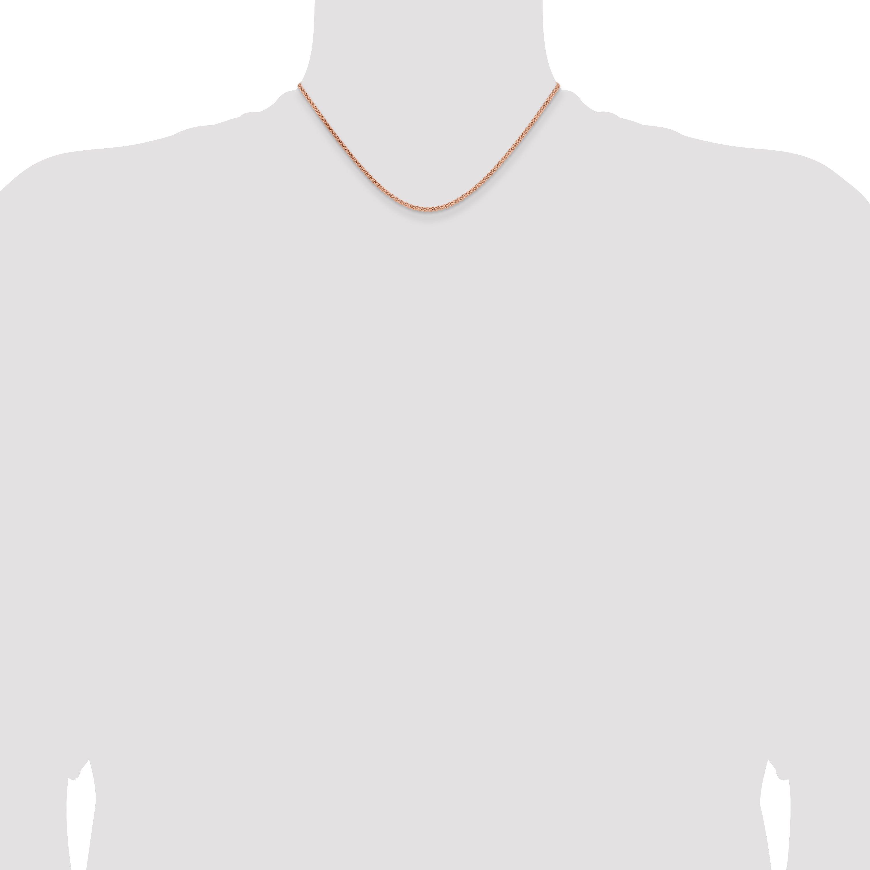 14k Rose Gold 2.1mm Solid Polished Spiga Chain