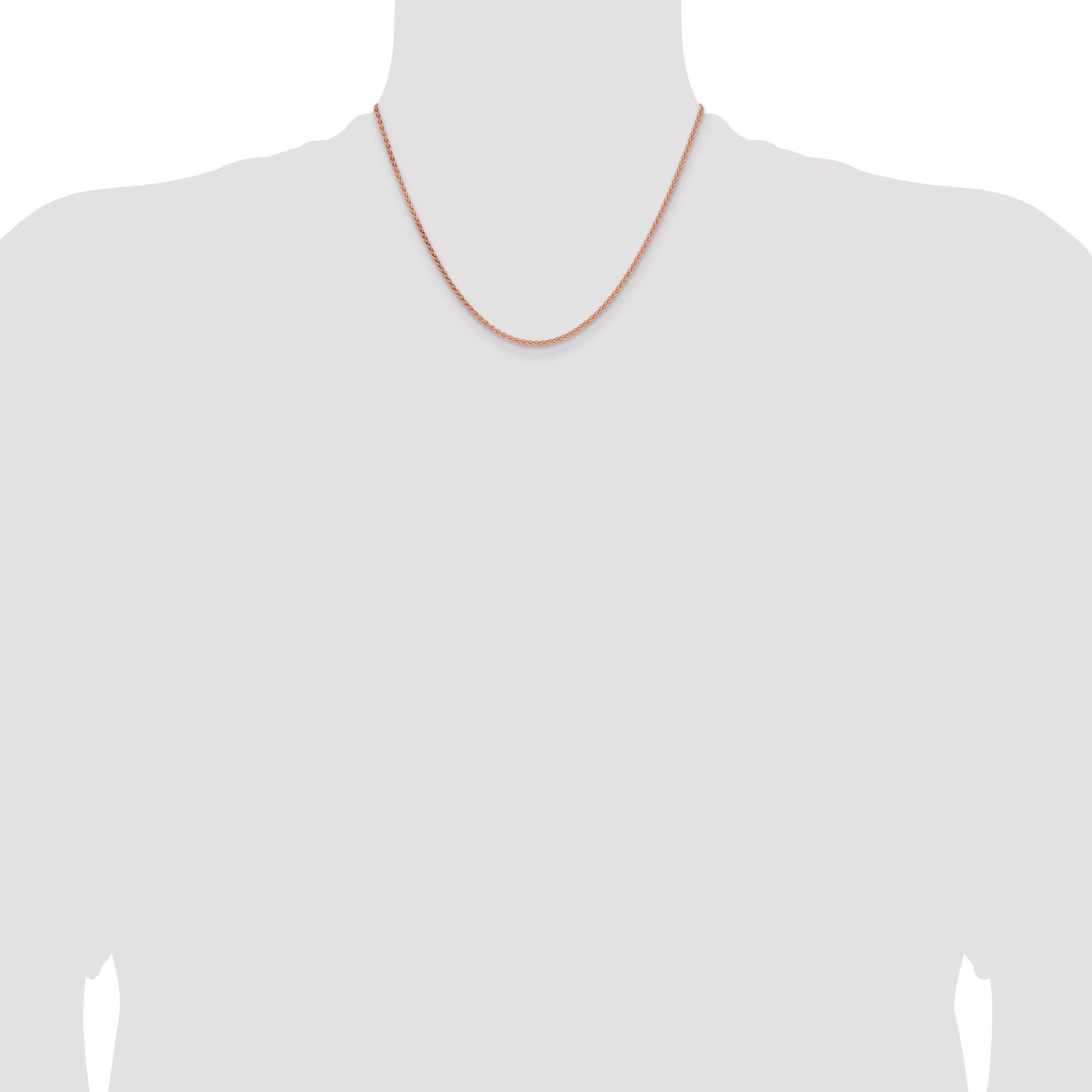 14k Rose Gold 2.1mm Solid Polished Spiga Chain