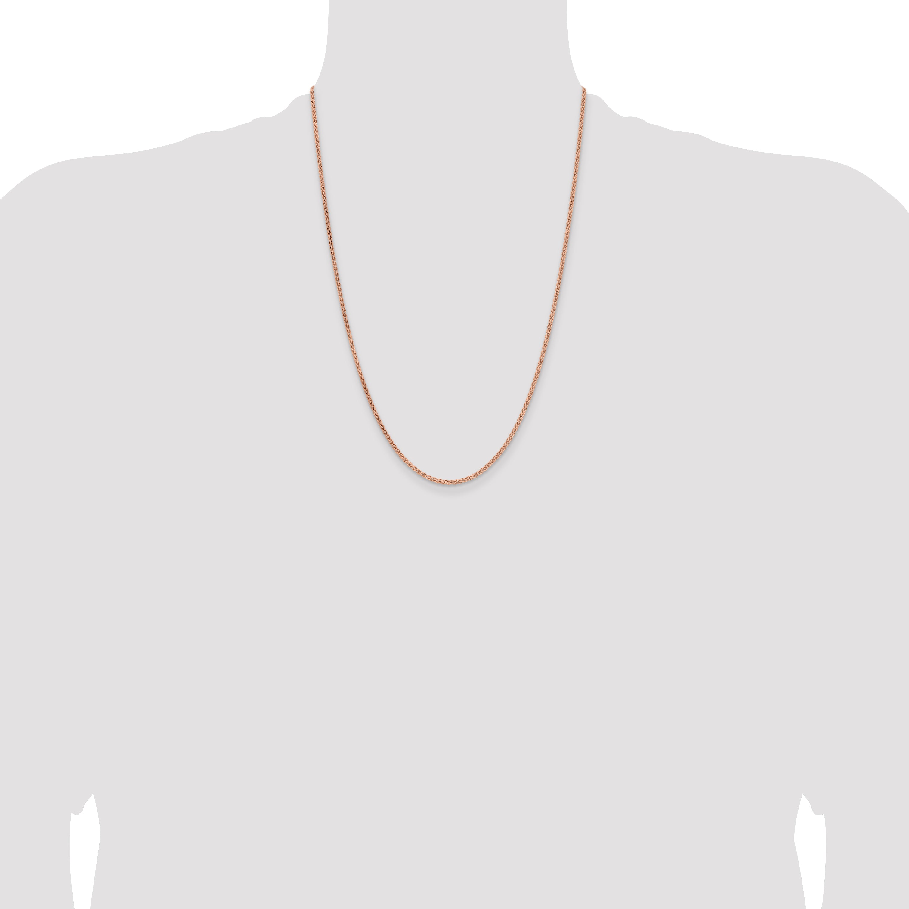 14k Rose Gold 2.1mm Solid Polished Spiga Chain