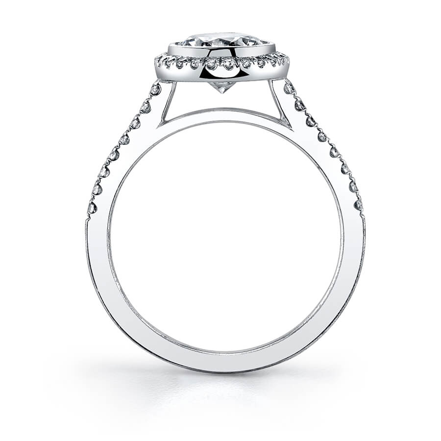 Anita - Modern Bezel Set Halo Engagement Ring