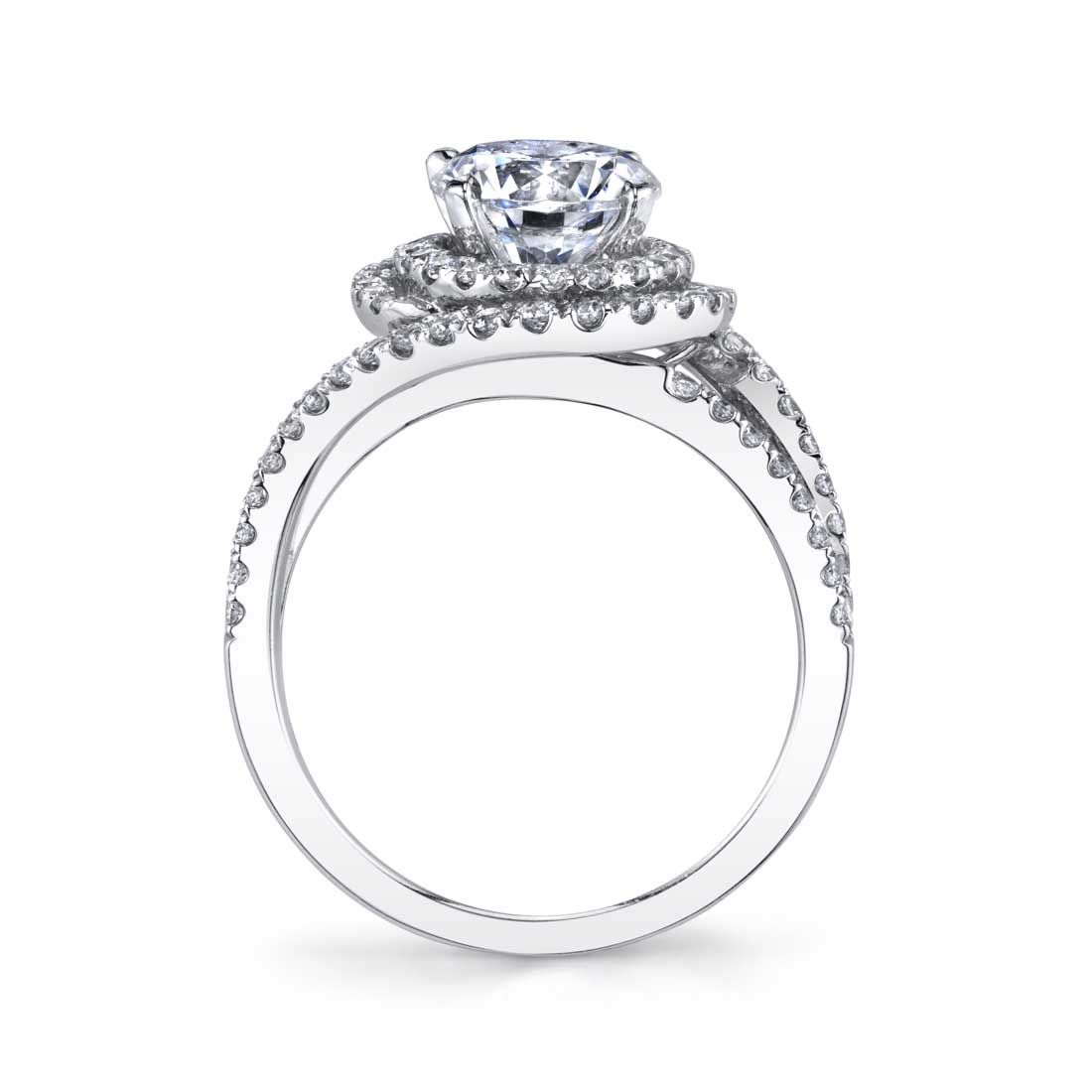 Grace - Unique Double Halo Engagement Ring Two Tone