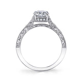 Envie - Hand Engraved Round Engagement Ring