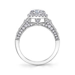 Cheri - Vintage Inspired Halo Engagement Ring Two Tone