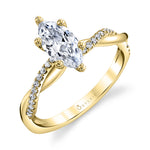 Marquise Cut Diamond Spiral Engagement Ring - Yasmine