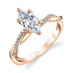 Marquise Cut Diamond Spiral Engagement Ring - Yasmine