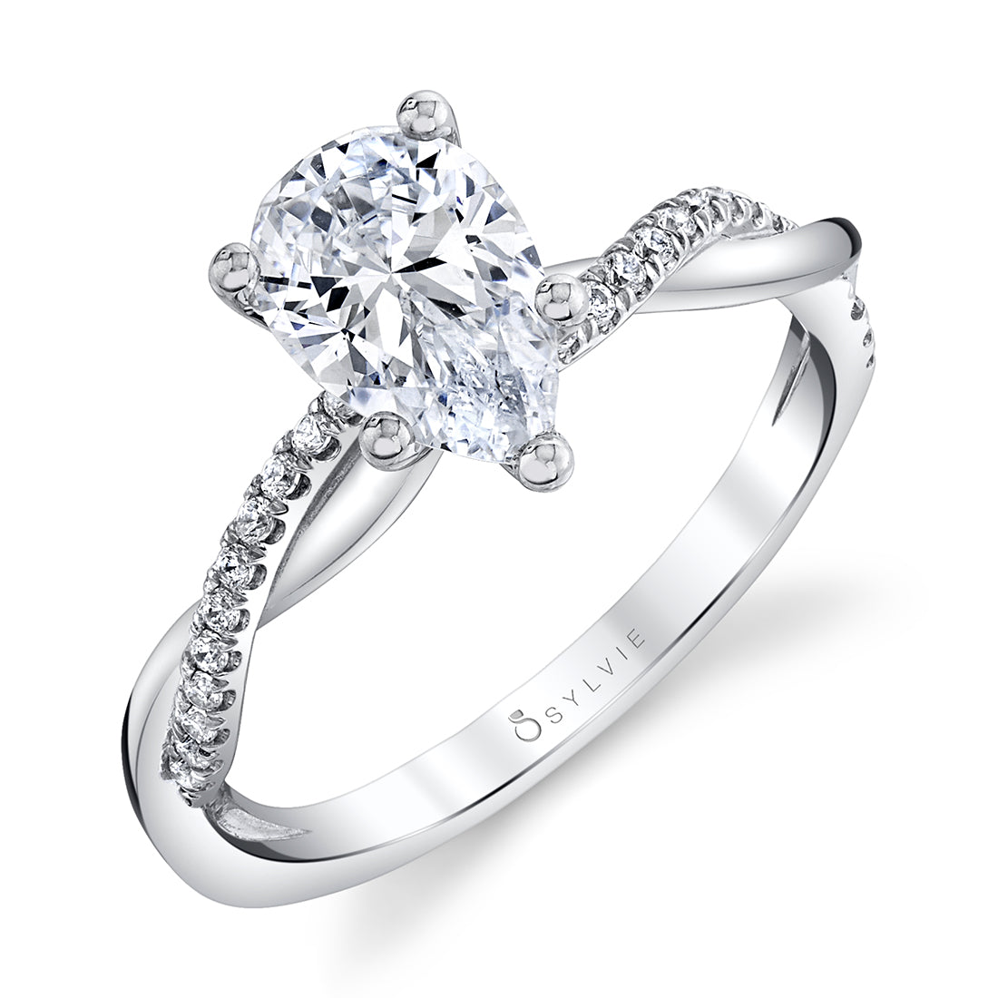 Pear Shaped Diamond Spiral Engagement Ring - Yasmine