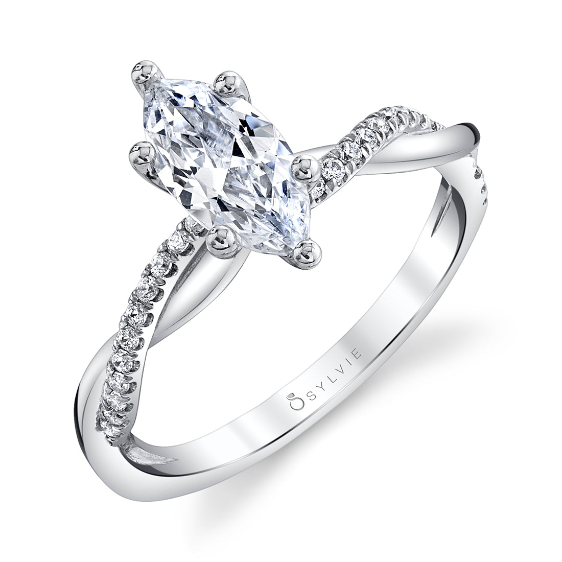 Marquise Cut Diamond Spiral Engagement Ring - Yasmine