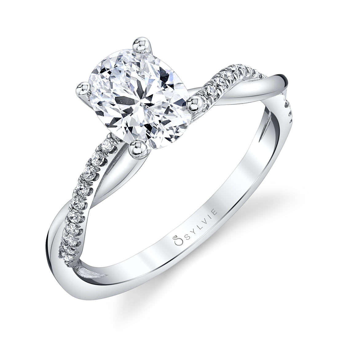 Oval Cut Diamond Spiral Engagement Ring - Yasmine