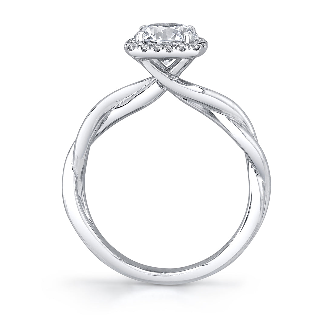 Two Tone Spiral Engagement Ring with Halo - Coralie