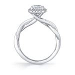 Two Tone Spiral Engagement Ring with Halo - Coralie