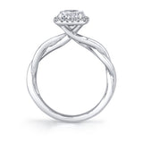 Two Tone Spiral Engagement Ring with Halo - Coralie