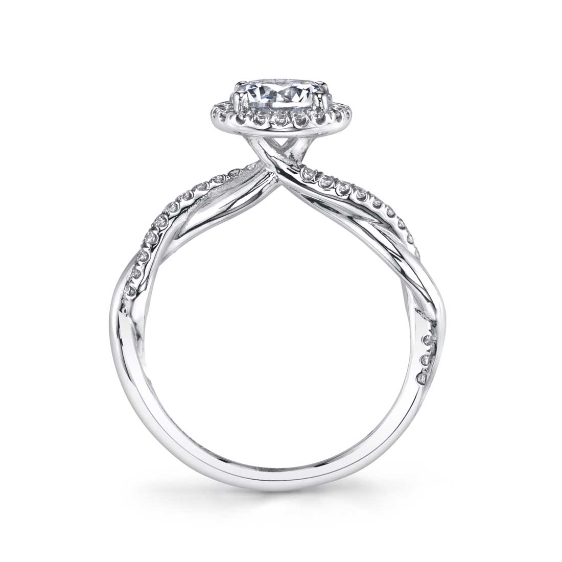 Coralie - Spiral Engagement Ring with Cushion Halo