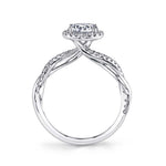 Coralie - Spiral Engagement Ring with Cushion Halo