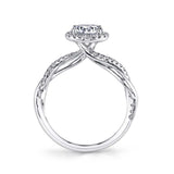 Coralie - Modern Spiral Engagement Ring with Halo
