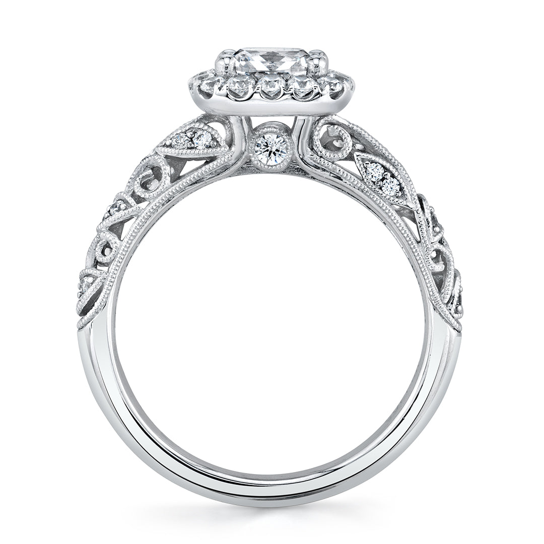 Vintage Cushion Cut Halo Engagement Ring - Rochelle