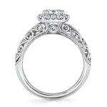 Vintage Cushion Cut Halo Engagement Ring - Rochelle