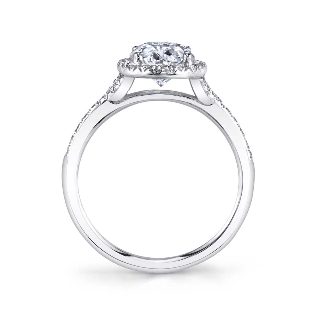 Oval Cut Split Shank Halo Engagement Ring - Alexandra