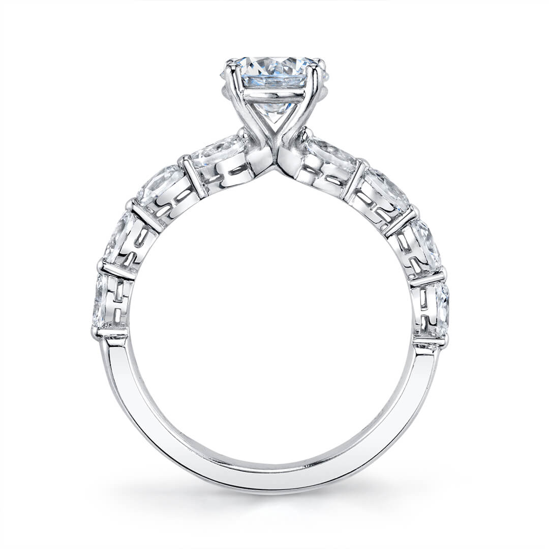 Round Cut Marquise Diamond Engagement Ring - Solange