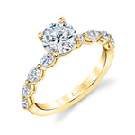 Round Cut Marquise Diamond Engagement Ring - Solange