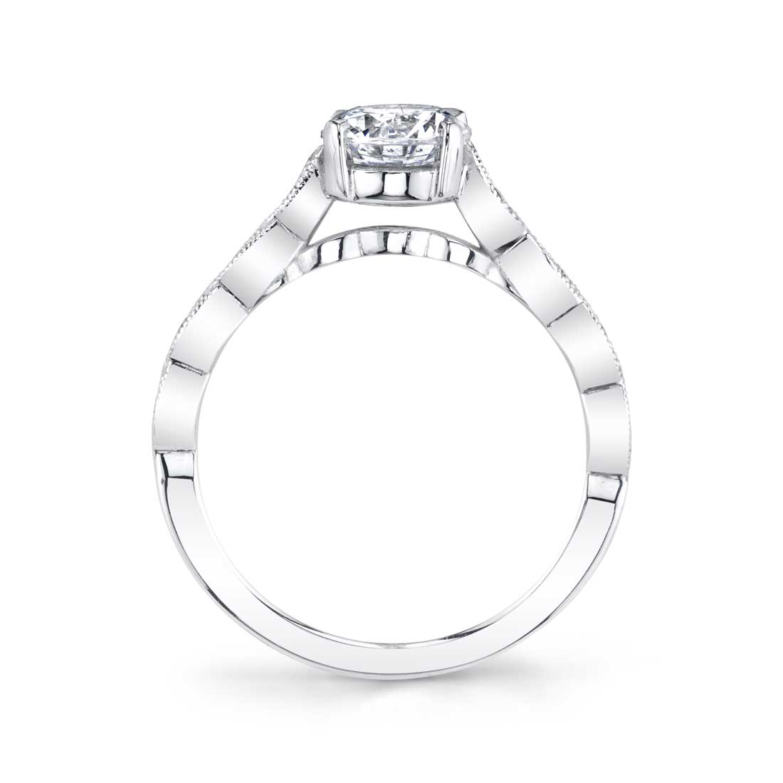 Round Cut Unique Engagement Ring - Elena