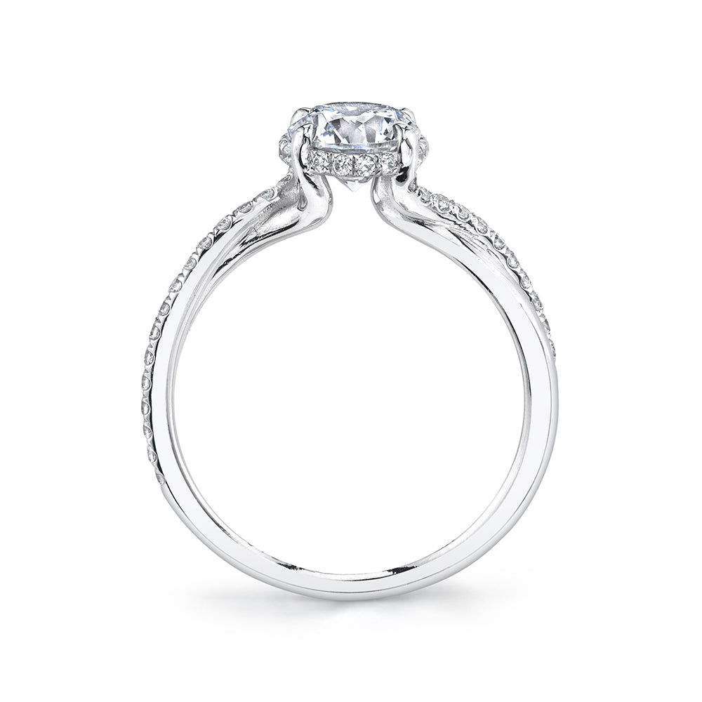 Two Tone Spiral Engagement Ring in Yellow Gold