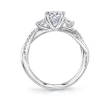 Marquise Cut Three Stone Spiral Engagement Ring - Evangeline