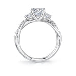 Oval Cut Three Stone Spiral Engagement Ring - Evangeline
