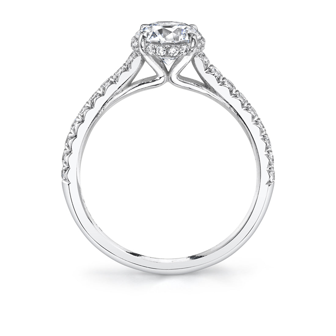 Round Cut Classic Hidden Halo Engagement Ring - Harmonie