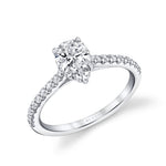 Pear Shaped Two Tone Classic Hidden Halo Engagement Ring - Harmonie
