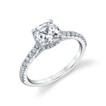 Cushion Cut Classic Hidden Halo Engagement Ring - Harmonie