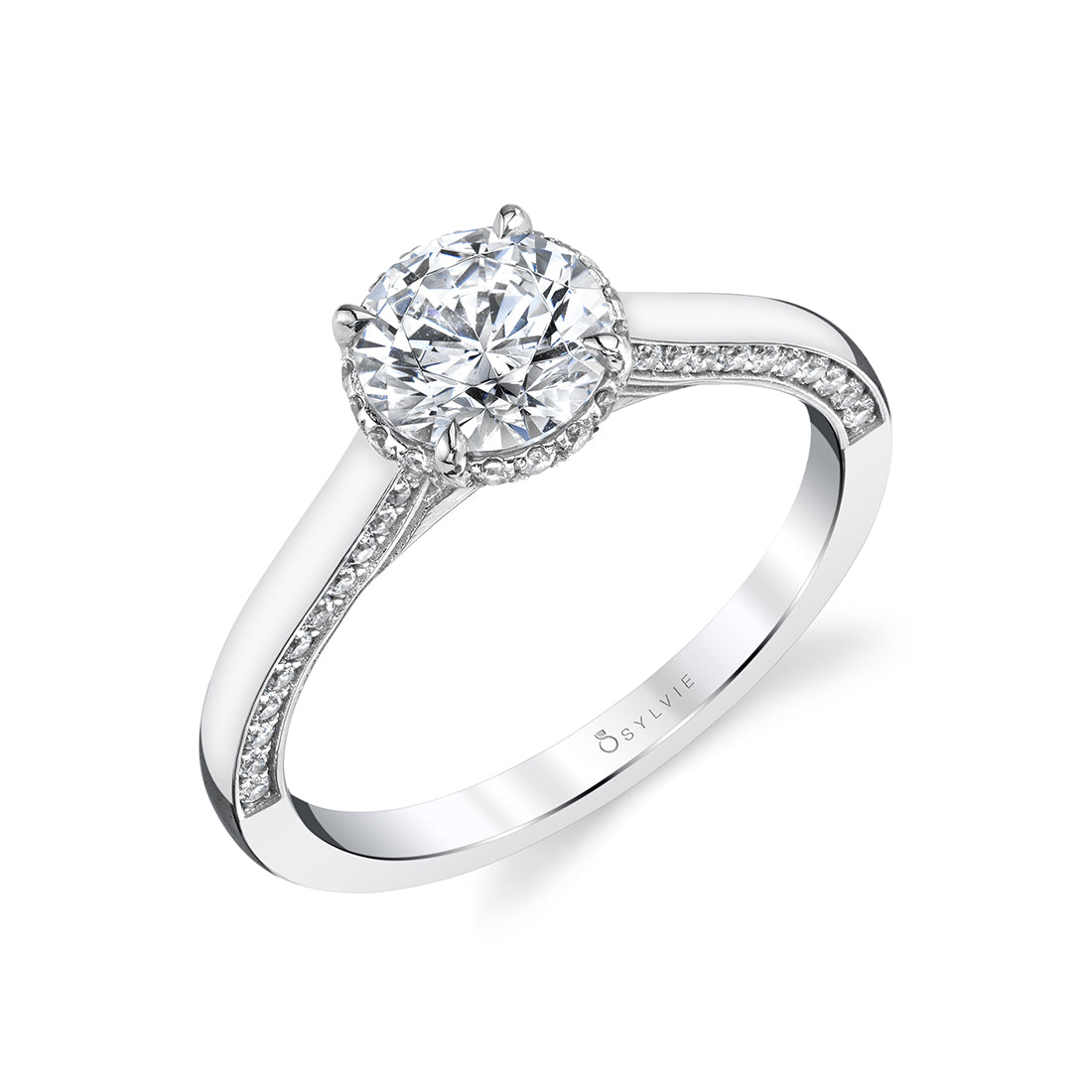 Hidden Halo Engagement Ring with Diamond Profile - Hadlee