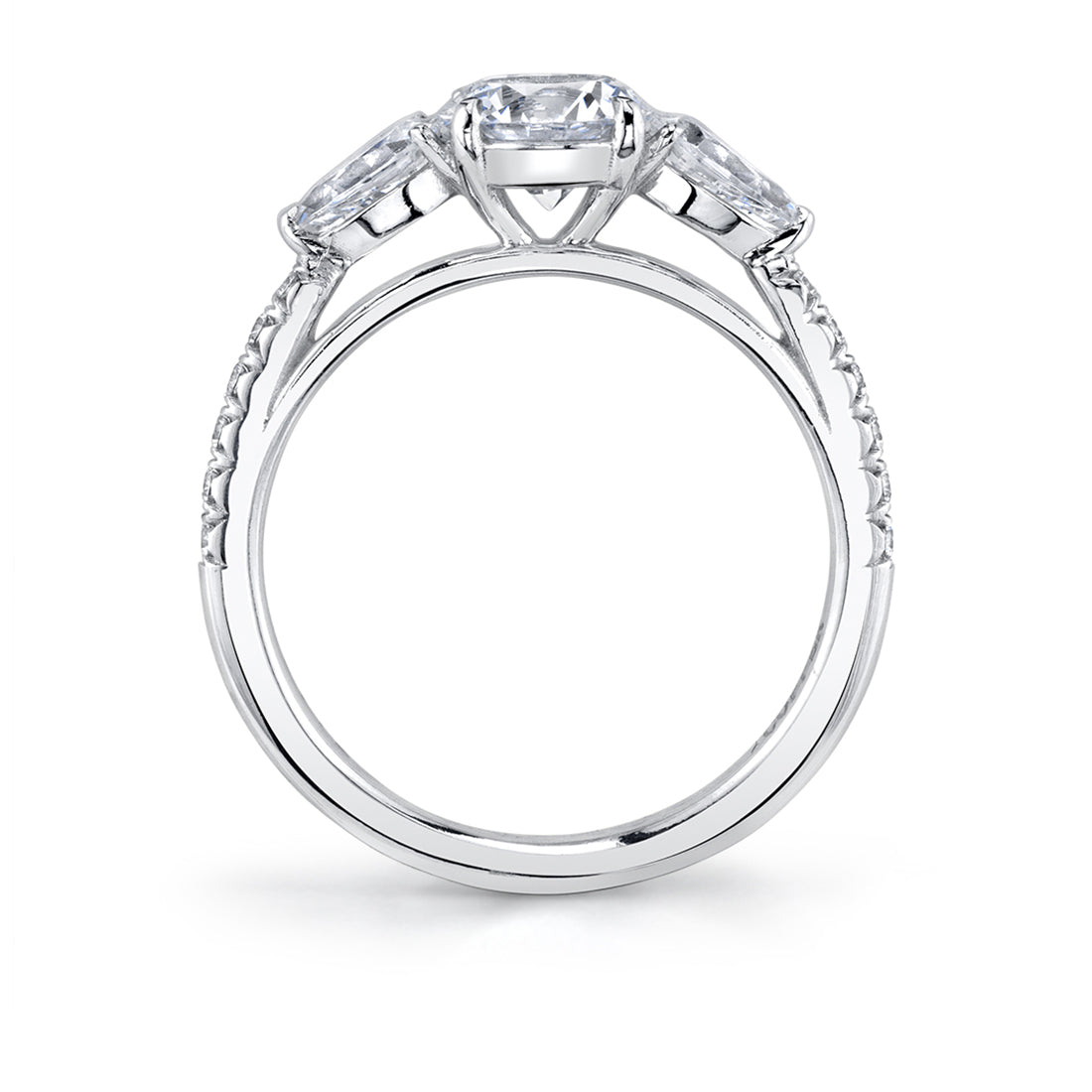 Oval Engagement Ring with Pear Side Stones - Vanna