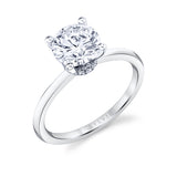 Round Cut Solitaire Hidden Halo Collar Engagement Ring - Nova