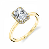 Emerald Cut Solitaire Halo Engagement Ring - Elsie