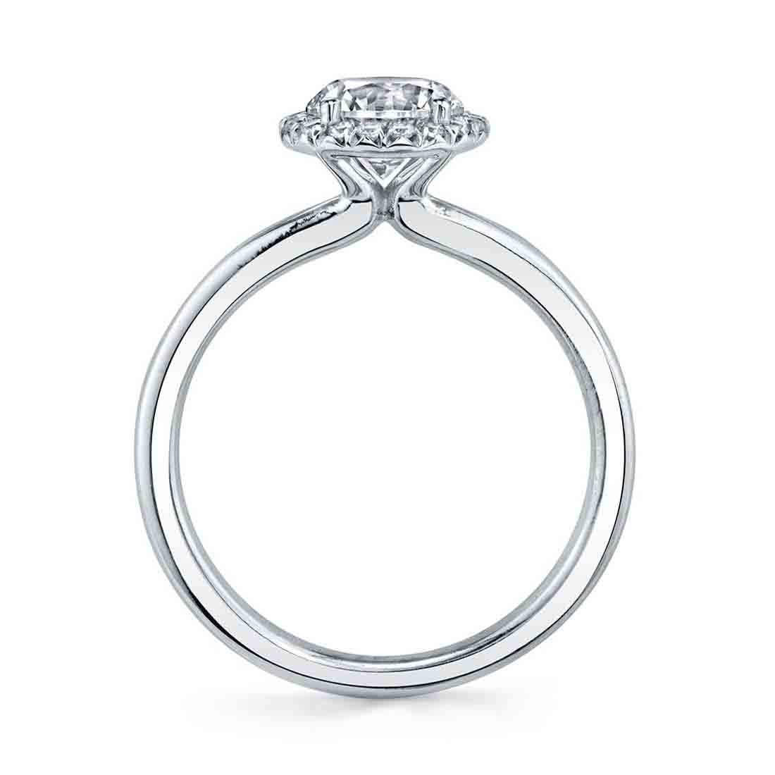 Round Cut Solitaire Halo Engagement Ring - Elsie