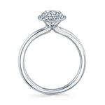 Round Cut Solitaire Halo Engagement Ring - Elsie