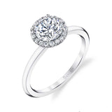 Round Cut Solitaire Halo Engagement Ring - Elsie