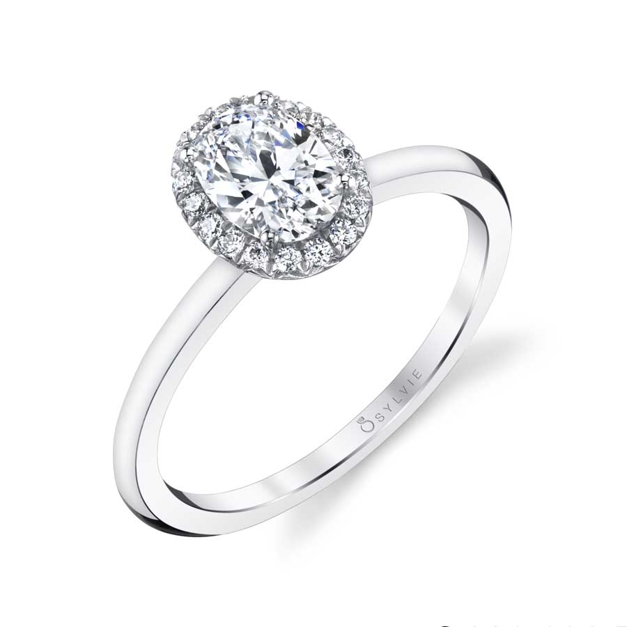 Oval Cut Solitaire Halo Engagement Ring - Elsie