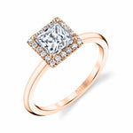 Princess Cut Solitaire Halo Engagement Ring - Elsie