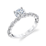 Round Cut Alternating Engagement Ring - Felicity