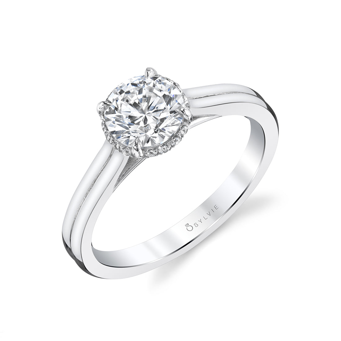 Solitaire Engagement Ring with Hidden Halo - Annika